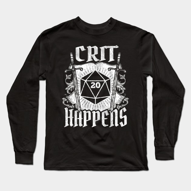 Crit Happens - D20 Dungeon Dice RPG Role Playing Long Sleeve T-Shirt by merchmafia